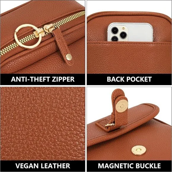 Small Vegan Leather Crossbody Bag for Women Compact Stylish Spacious - Picture 4 of 7